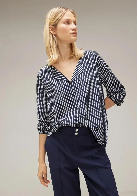 Street One Checkered Blouse, Deep Blue