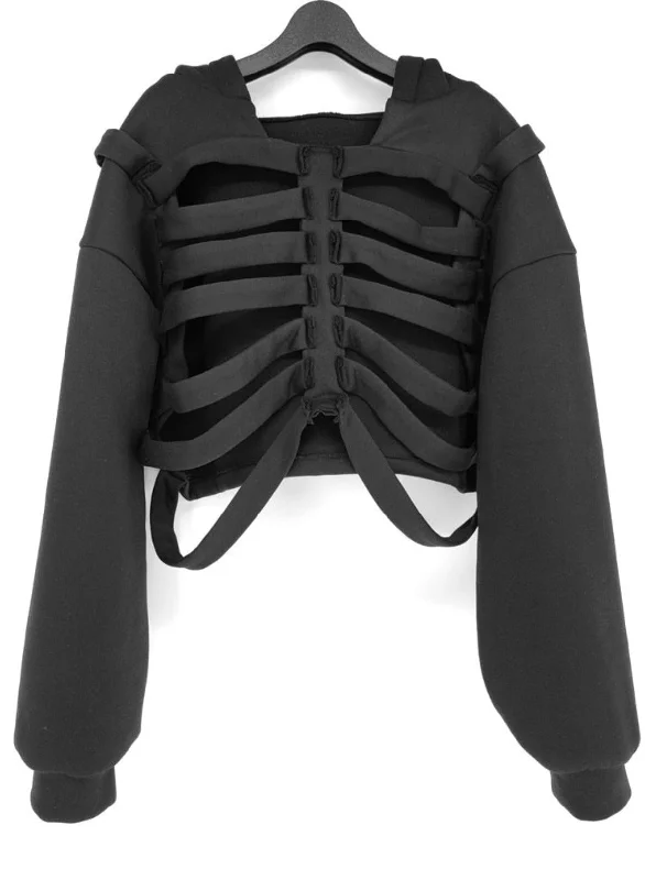 Rib Cage Cut Out Crop Hoodie