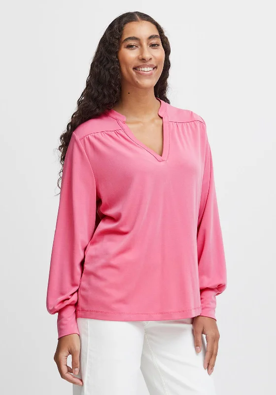 B.Young Talana V-Split Neckline Top, Super Pink