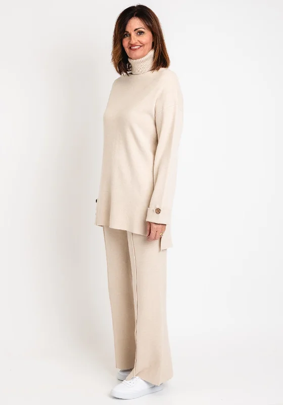 Serafina Collection Knit Sweater & Wide Leg Trouser Set, Cream