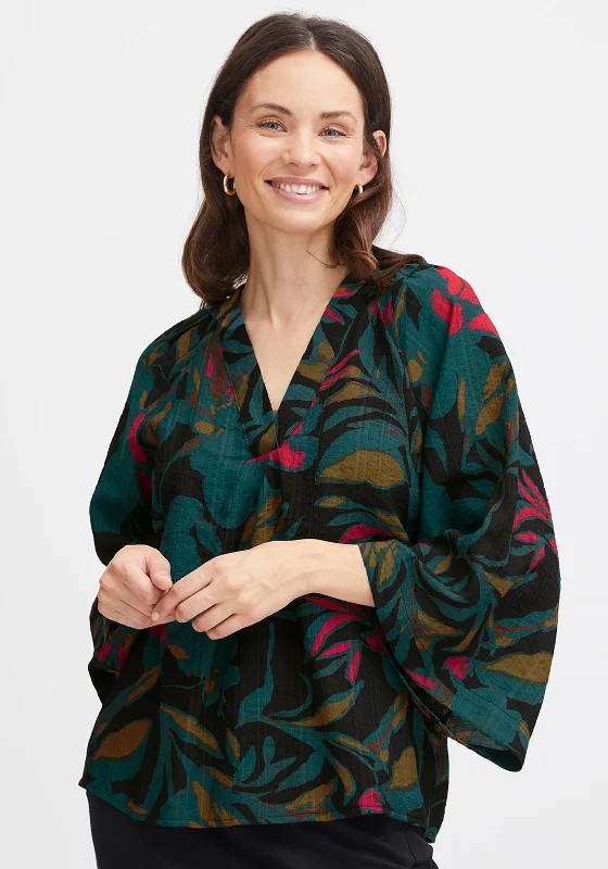 Fransa Illi Woven Floral Blouse, Ponderosa Pine