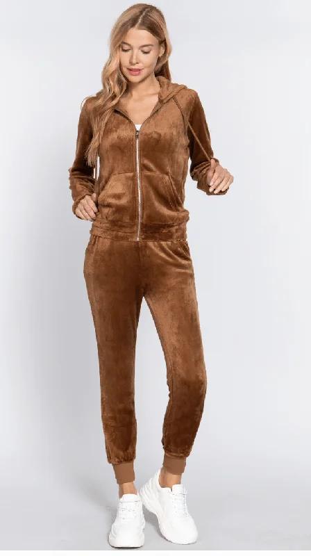 Basic Velour Jogger Sets - Jacket and Pants - SET12297