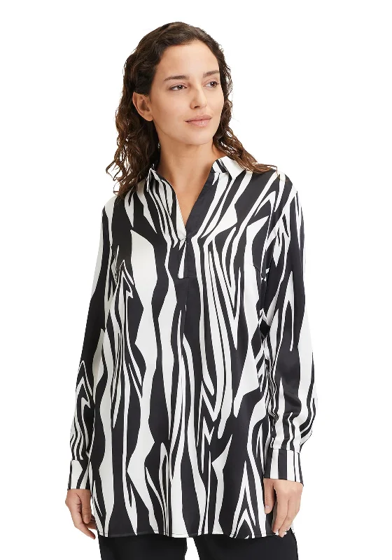 Betty Barclay Zebra Print Longline Blouse, Black & White