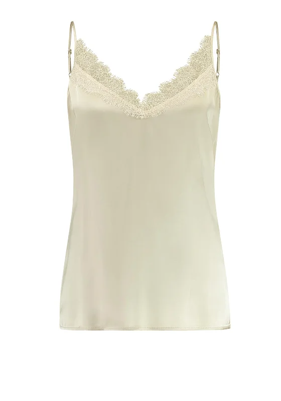 Gerry Weber Satin Feel Lace Trim Cami Top, Cream