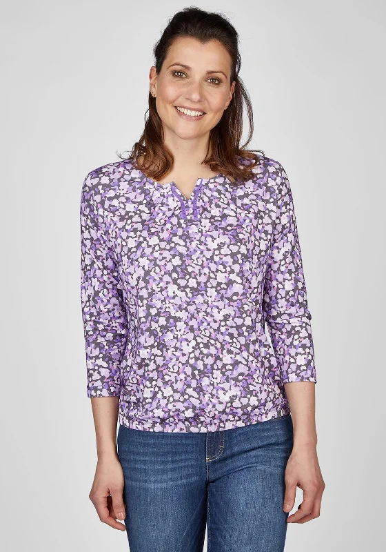 Rabe V-Split Neckline Floral Top, Violet