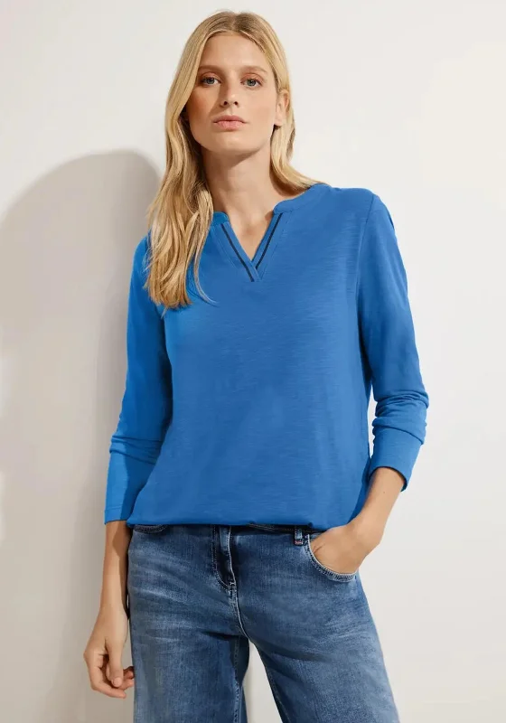 Cecil Slit Neckline Tunic Top, Dynamic Blue