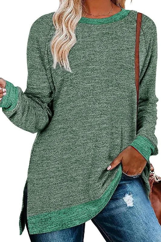 WOMEN SIDE SLIT OVERSIZED CREW NECK TEE