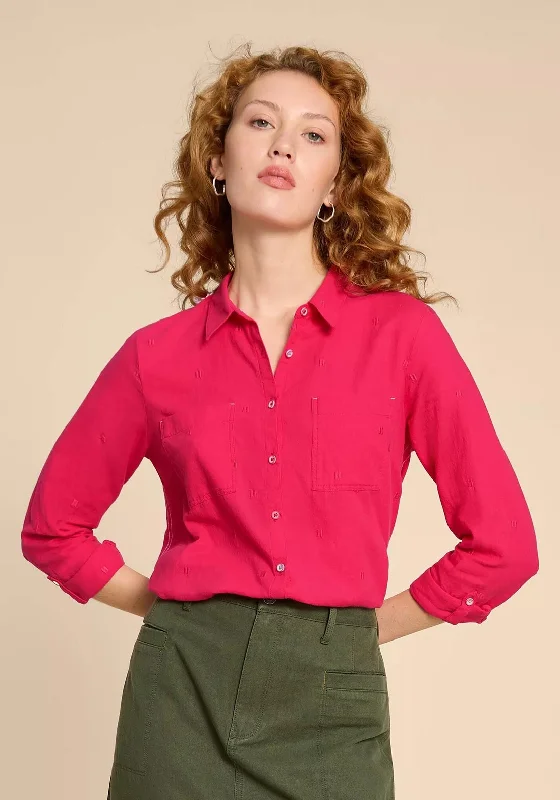 White Stuff Sophie Organic Cotton Shirt, Dark Pink