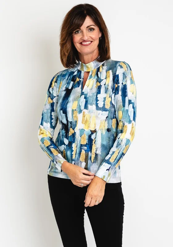 Dolcezza Brushed Print Blouse, Blue Multi