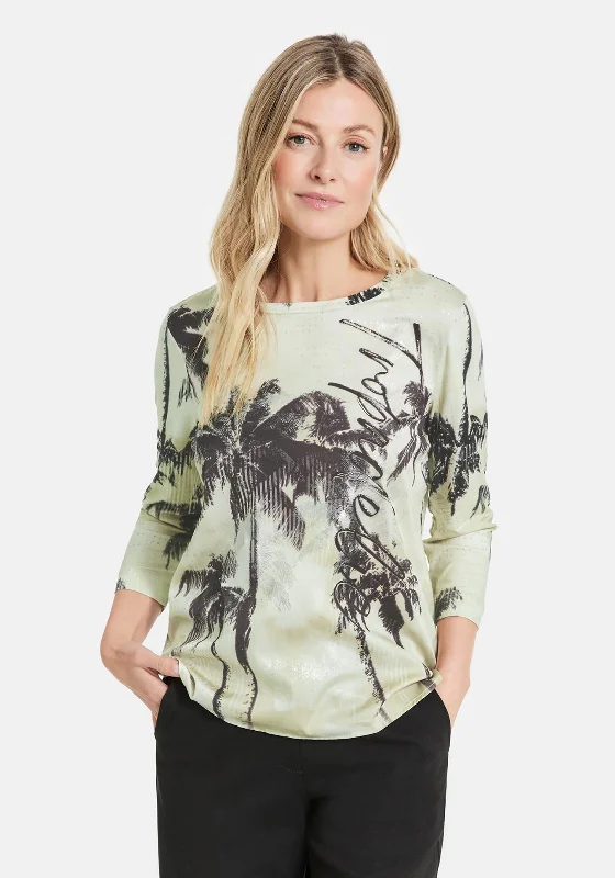 Gerry Weber Metallic Palm Tree Print Top, Beige