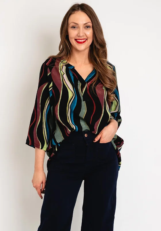 Natalia Collection Wavy Print Tunic Blouse, Multi