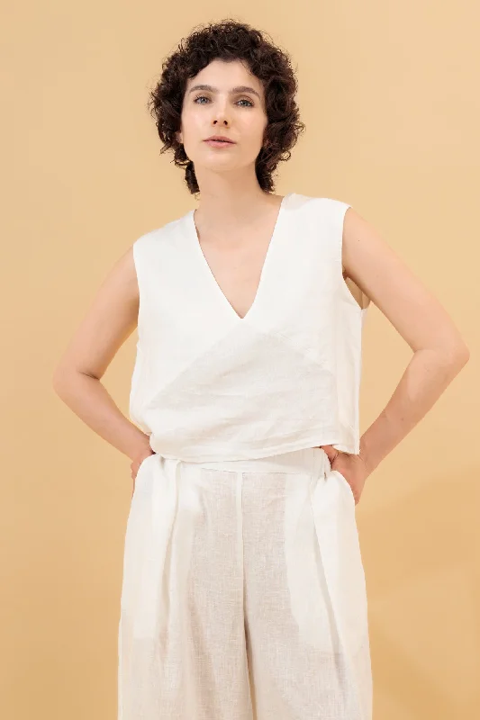 Lani Linen Top White