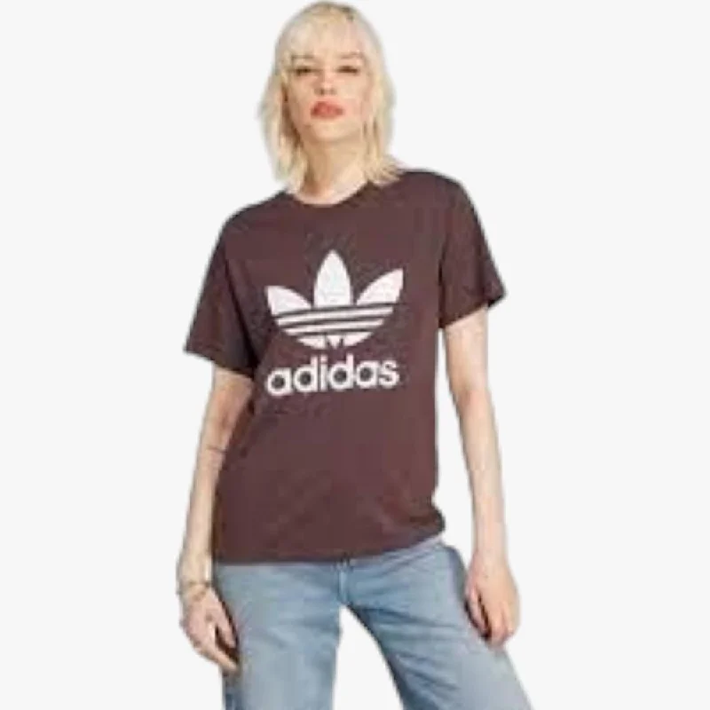 Adidas Womens Trefoil Short Sleeve Tee Brown