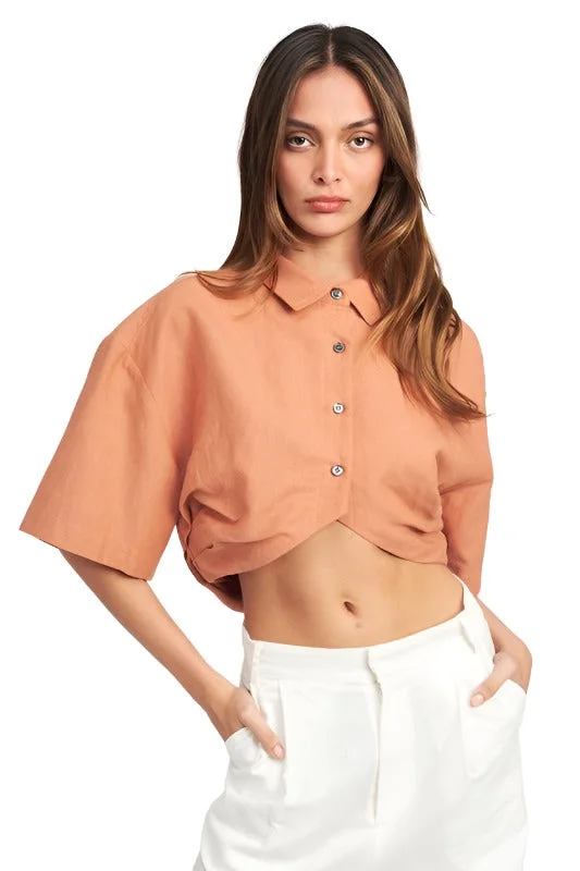 WIDE SLEEVE CROPPED SHIRT