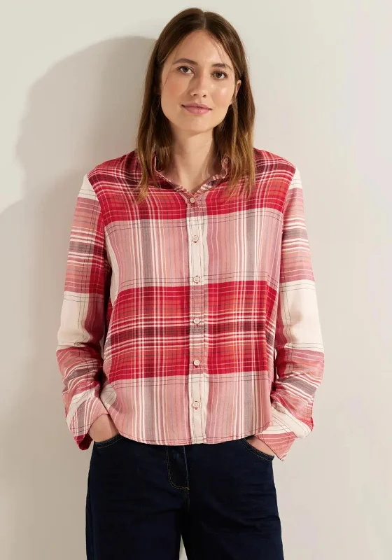 Cecil Turn Up Checked Blouse, Casual Red