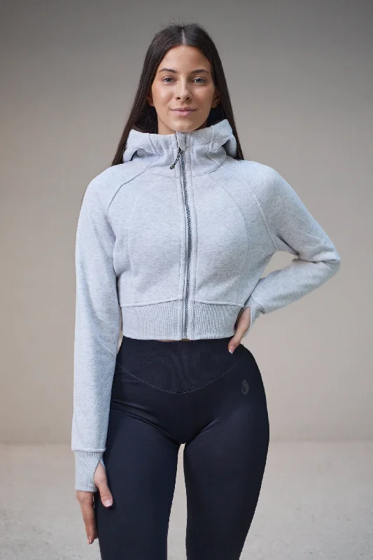 BANDASY CROPPED ZIP HOODIE GRAY