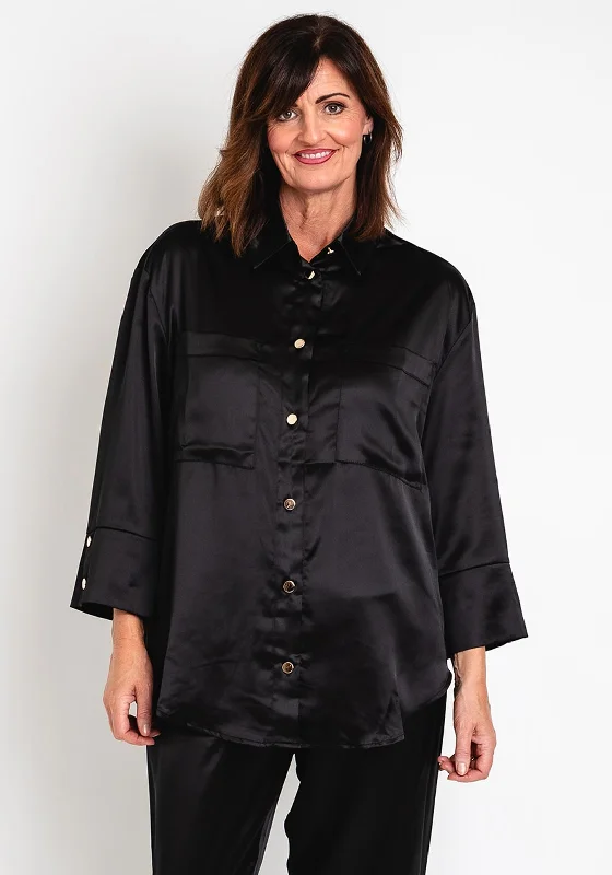 Malissa J One Size Sleek Satin Blouse, Black