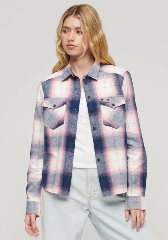 Superdry Womens Lumberjack Check Flannel Shirt, Pink