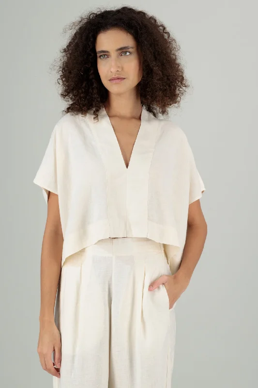 Ivy Kimono Linen Top Ivory