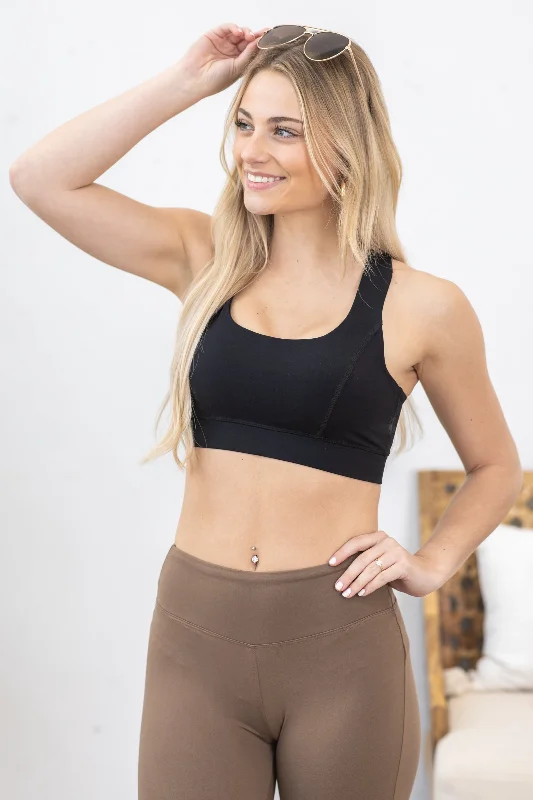 Black Overlay Y-Back Sports Bra