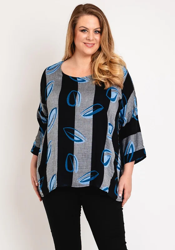 Pont Neuf Jea Stripe Print Top, Sapphire Blue