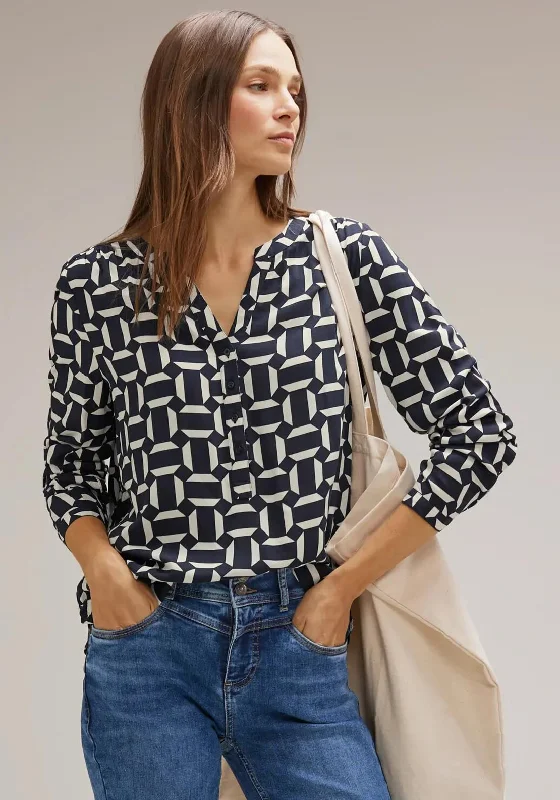 Street One Graphic Print Blouse, Deep Blue