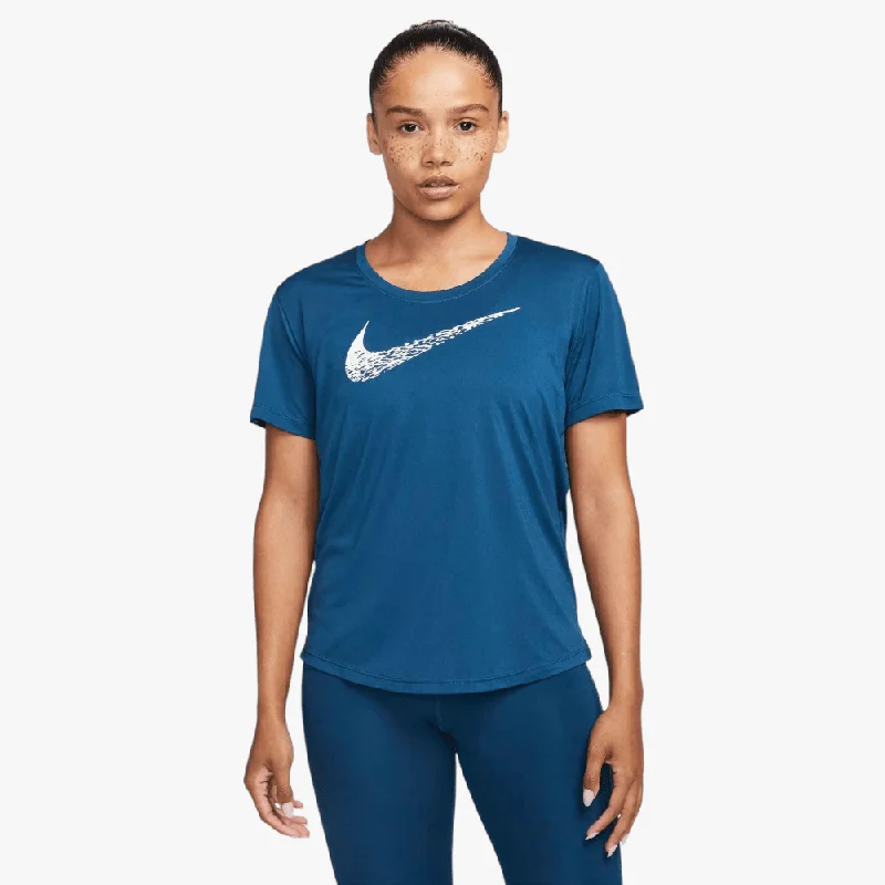 Nike Womens Running Swoosh Dri-Fit Short Sleeve Tee Blue