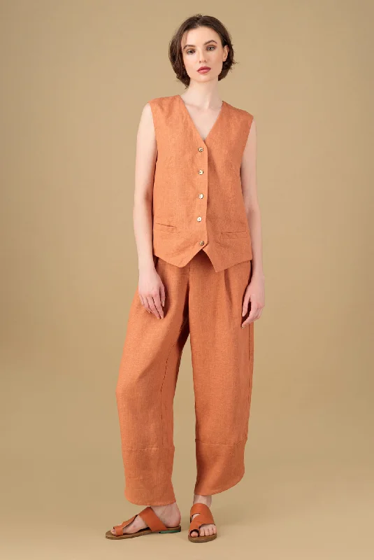 Yara Linen Vest Terracotta