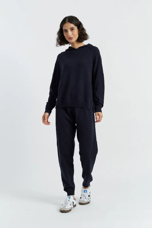 Navy Wool-Cashmere Cuffed Joggers