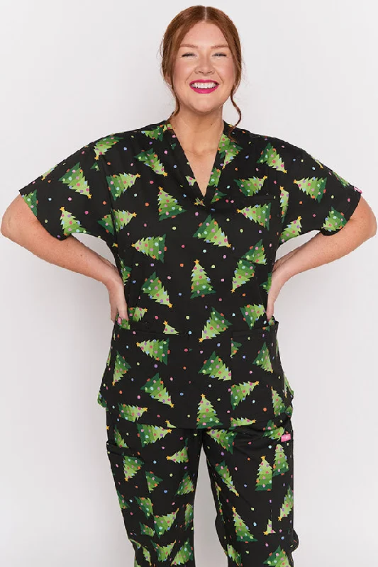 Meredith Christmas Tree Scrub Top