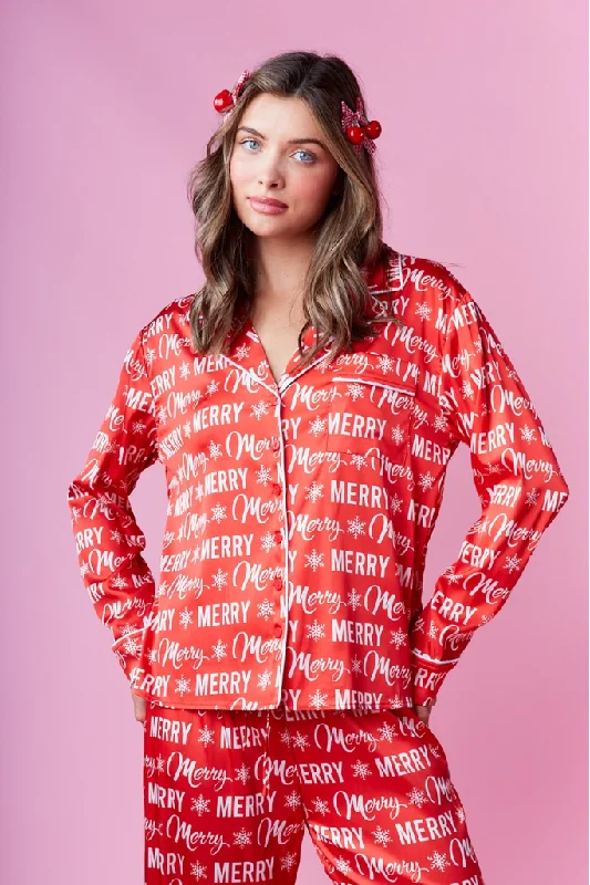 Merry Satin Pajama Top