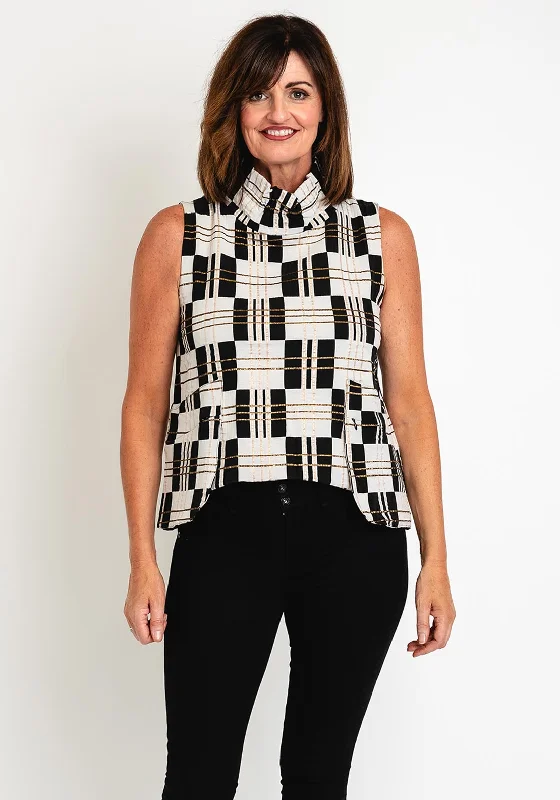 Ever Sassy Metallic Plaid Top, Multi