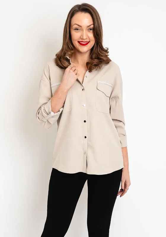 Eva Kayan Tallie Subtle Corduroy Blouse, Latte