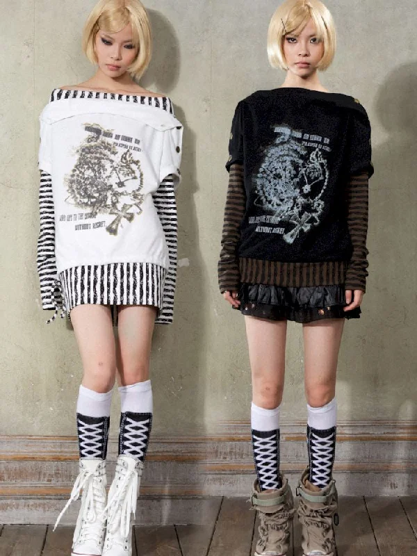 ONE SHOULDER PUNK LOOSE SWEATSHIRT [S0000009932]