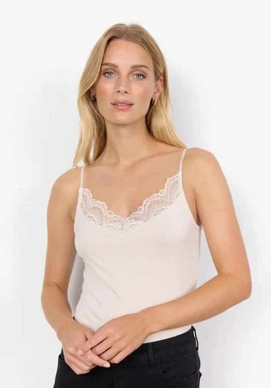 Soyaconcept Marica Lace Trim Cami Top, Cream