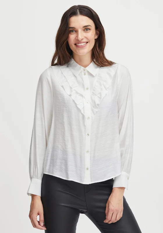 Fransa Julia Frill Panel Blouse, Blanc De Blanc