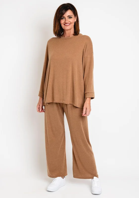 Serafina Collection One Size Sweater and Trouser Set, Taupe