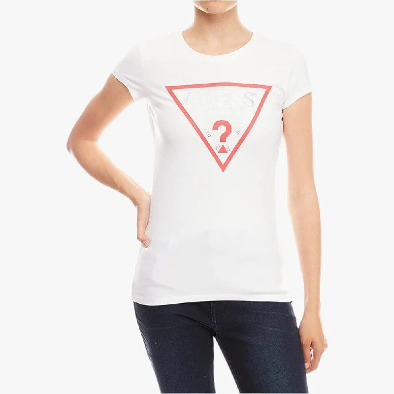 Guess Ladies Core Triangle Short Sleeve Tee True White