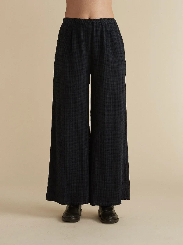 Wide Leg Mini Check Pleat Pant