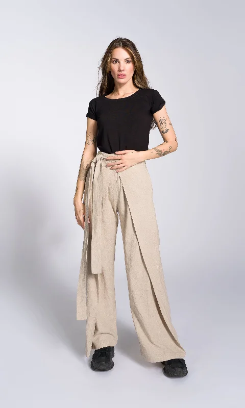 Linen Wide Leg Wrap Pants