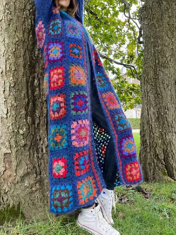 Long Rainbow Crochet Cardigan