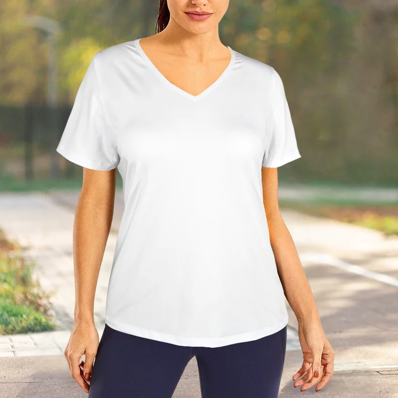 V-Neck Short Sleeve Sports Top White