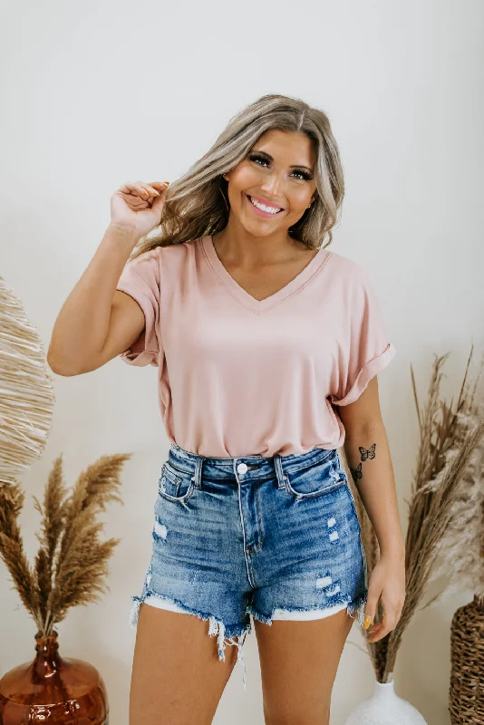 Day Break Short Sleeve Bodysuit, Blush