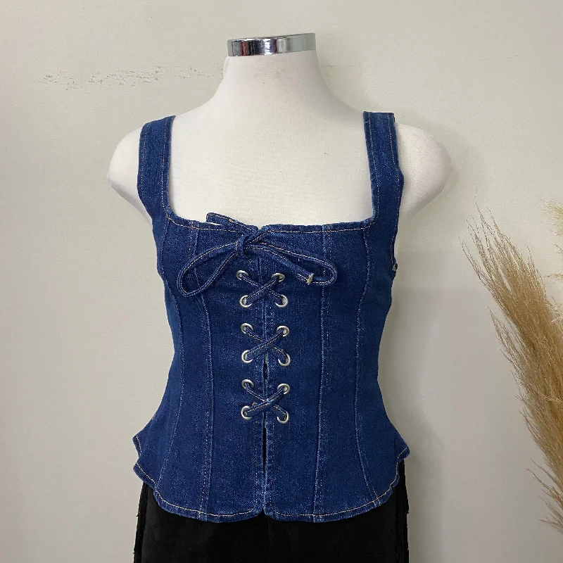 Glora Crop Top-Denim