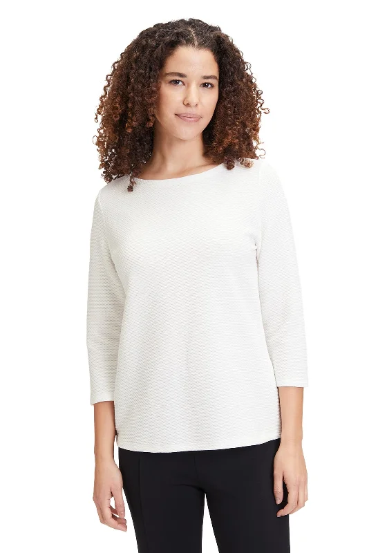 Betty Barclay Round Neck Jacquard T-Shirt, White