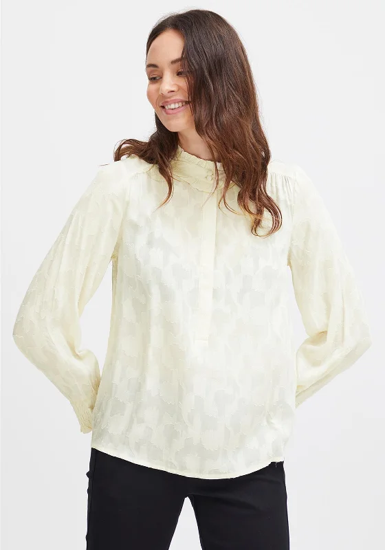 Fransa Floral Embossed Blouse, Whitecap Gray