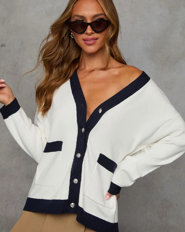 Right My Way Contrast Trim Cardigan