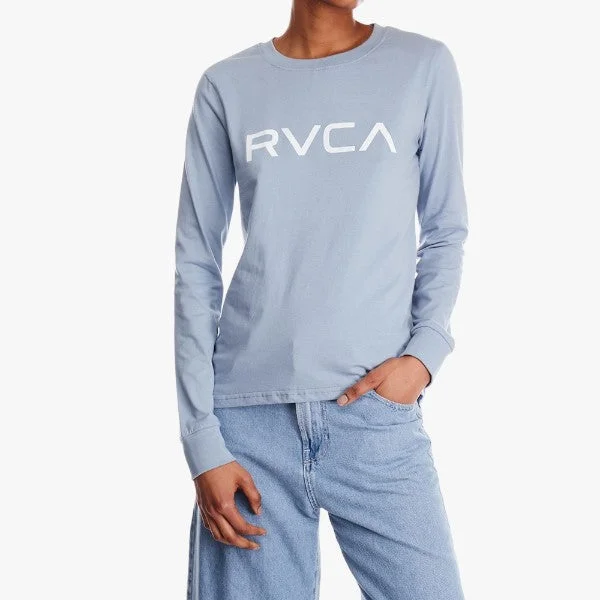 Rvca Ladies Big Rvca Roll It Long Sleeve Tee Dusty Blue