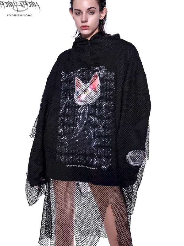 SPHINX CAT EAR MESH SWEATSHIRT [S0000009944]