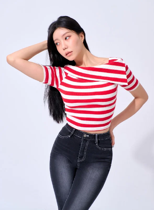 Half Sleeve Stripe Top IA324